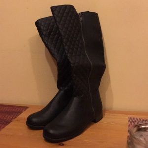 Black Leather winter Rain Boots